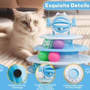 Goosheep Cat Toys Interactive Cat Toys for Indoor Cats Kitten Toys Interactive Cat Toy Cat Puzzle Toy Cat Ball Toy with 2 Cat Teasers (Blue)