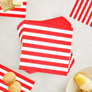 175Pcs Red and White Stripes Party Supplies Set 9"Red and White Striped Plates7"Red carnival Plates Napkins Cup Knive Fork Spoon for Striped Carnival Party Picnic BBQ Birthday Party Decor Serve25