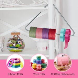 NiHome Ribbon Storage Rack for Craft Room and Workspace, Compact Design No Assembly Required, Durable Aluminum Alloy Organizer for Easy Ribbon Access & Versatile Storage of Spools, Yarn, Fabric Braids