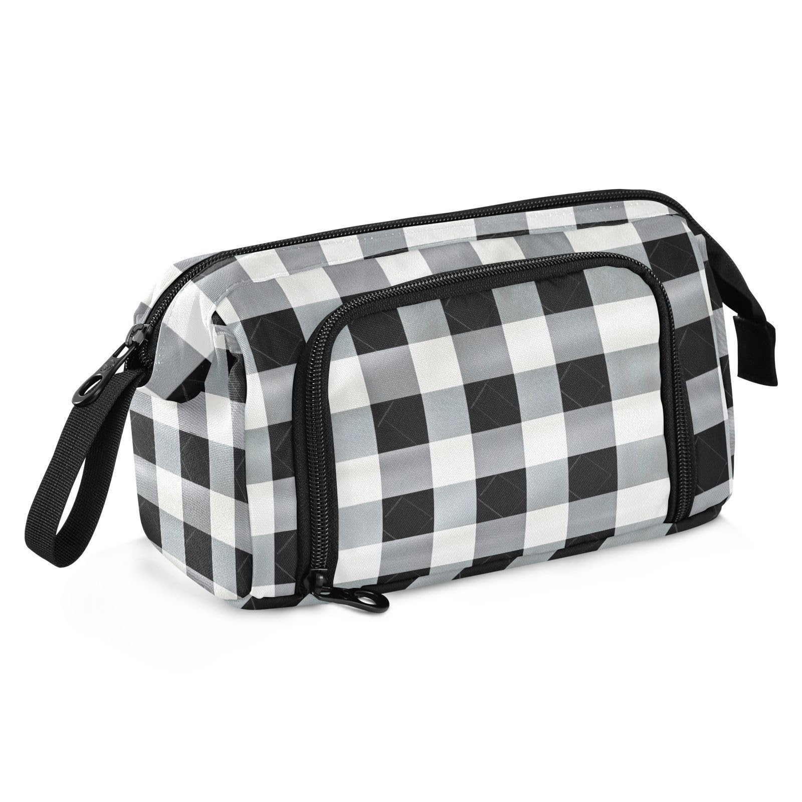 J JOYSAY White Black Plaid Pencil Case Large Capacity Pencil Pouch for Girls Boys Storage Pen Pouch Journaling Supplies for College Students