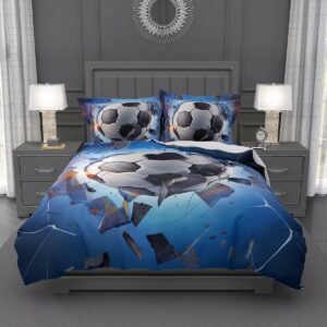 lokaluo football duvet cover twin size 3d printed sports soccer twin duvet cover set sports theme football ball cullet bedding set bedroom decor all season 3 pcs comforter cover with 2 pillowcases