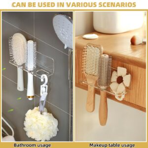 Acrylic Hair Brush Holder for Bathroom Adhesive Hair Tool Organizer Wall Mounted Hair Comb Holder Organizer Hot Tool Holder with 3 Holes Diameter 1.34-1.57 In,Remove Film Before Use(transparent)