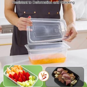 1/9 Size&2.5 Inch Translucent NSF Food Pan: 9 PCS[Total Seal] [Hot&Cold Resistant] Food Storage Containers with Lids, Topping Salad Bar Container (BPA-FREE)