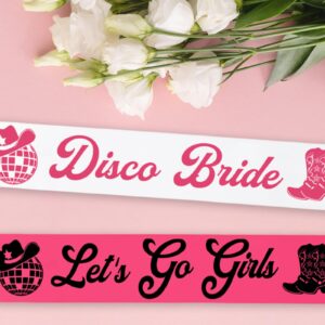 7 Pcs Disco Cowgirl Bachelorette Party Decorations - Disco Bride Sash I Let's Go Girls Sash I Last Hoe Down Sash I Booty Dancer Sash I Last Rodeo Sash I 100% Cowgirl Sash I Cowboy Catcher Sash (Pink)