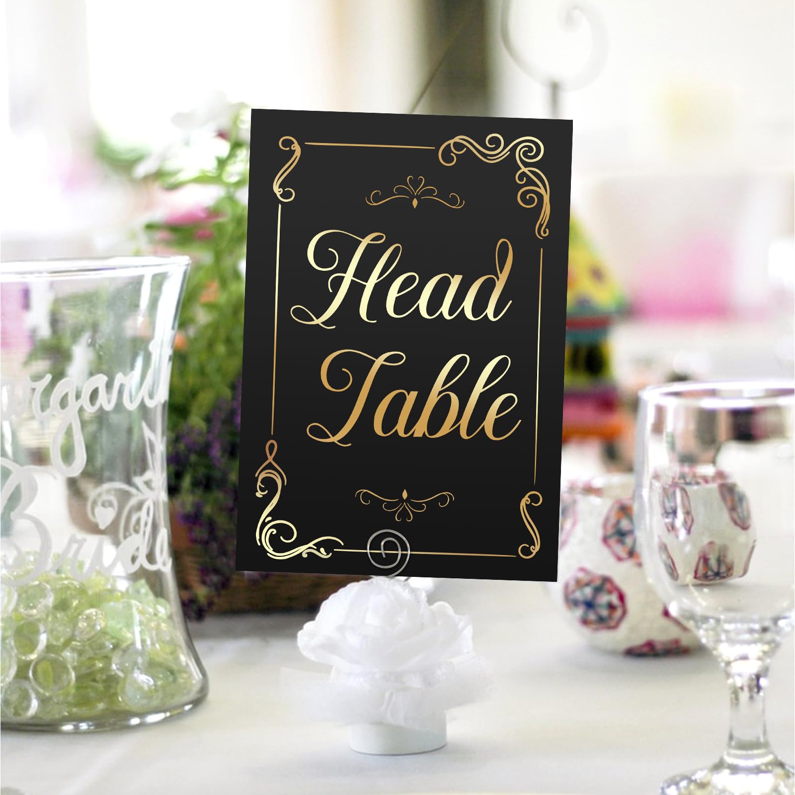 Jeffdad Wedding Table Numbers Cards 1-30, Black 6x4 Inch Gold Foil Table Number Cards Head Table Card Place Card Holder Stand for Wedding Reception Anniversary Birthday Restaurant