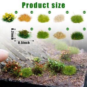 Warmtree 126 Pcs Static Grass Bushy Tufts Lowland Shrubs Tuft Terrain Model Kit for Train Landscape Railroad Scenery Sand Military Layout Model Miniature Bases and Dioramas