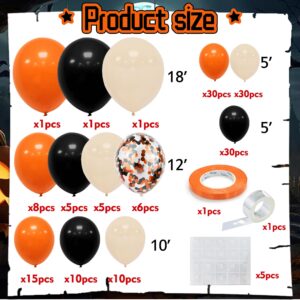 152 PCS Halloween Balloons Garland Arch Kit Orange Black Sand white Confetti Balloons for Halloween Graduation Baby Shower Birthday Wedding Anniversary New Year Party Decorations Supplies