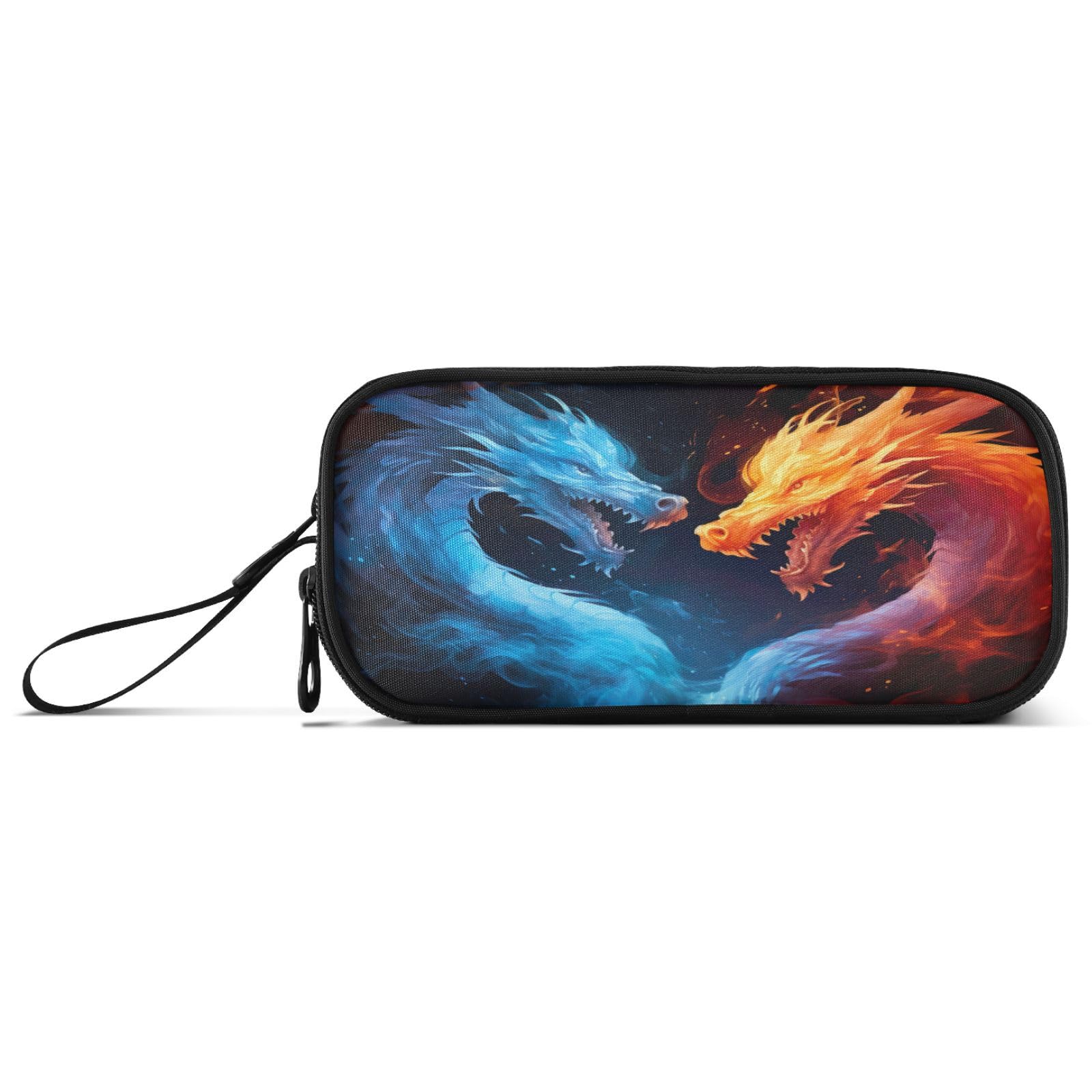 J JOYSAY Ice Fire Dragon Pencil Case Pouch Big Capacity Pencil Bags with Zipper Portable Pencil Box Large Pen Case Organizer for Adults Kids Teens