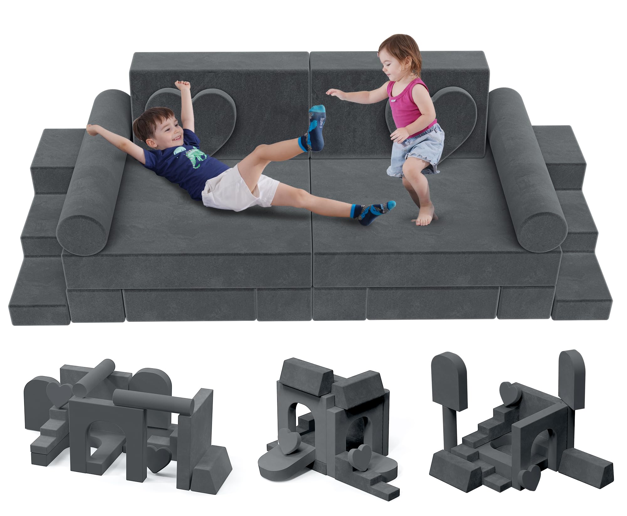 Modular Play Couch for Kids Toddler - 14PCS Kids Sofa to Boost Creativity, Boys and Girls DIY Creativing Playroom Couch for Playroom Bedroom Nursery