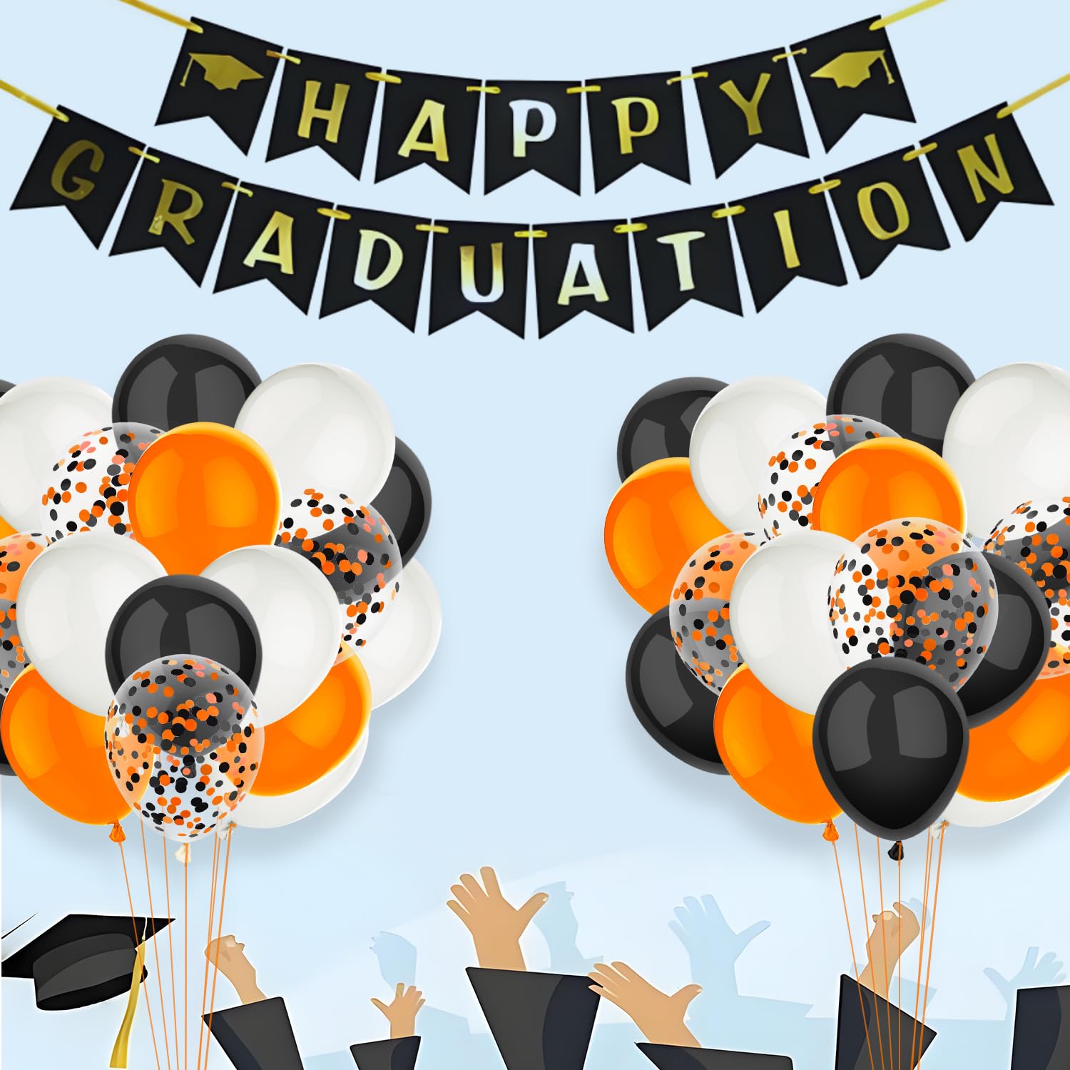 50 Pcs 12 Inch Halloween Balloons Orange Black White Balloons Set for Halloween Celebration Trick or Treat Party Wedding Graduation Birthday Baby Shower Party Decorations