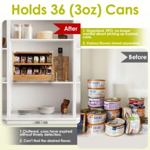 Cat Food Organizer, Cat Food Can Organizer, Can Organizer for Pantry, Cat Food Storage, Bamboo, Holds 36 (3oz) Cans