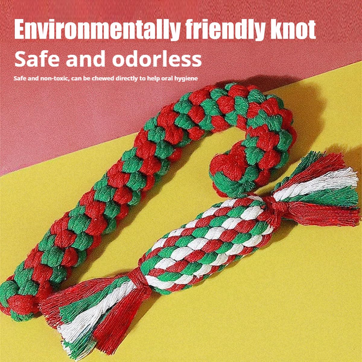 Elecpioneev Christmas Dog Chew Toy Bone Shape Durable Cotton Rope for Aggressive Chewers Red White Green Festive Design Interactive Tug Toy for Small Medium Large Dogs Dental Health Fun