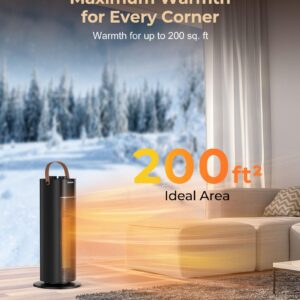 Space Heater, 12ft/s Electric Heater with Thermostat, 18 Inch Portable Heater with 70°Oscillation, Overheating & Tip-Over Protection, Fast Safety Heat for Home, Bedroom