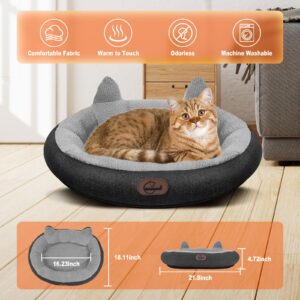 Heated Cat Bed for Small Size Cats, Heated Pet Bed with Timer & Temp Adjustable, Removable Waterproof Pet Heating Pad for Indoor Cat, Gray Cozy Donut Electric Bed Heater Warmer for Kitten Cat