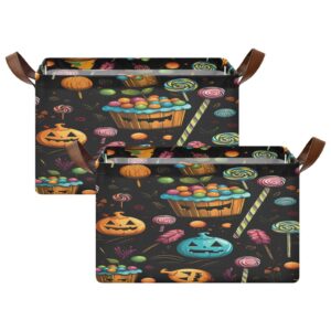 Halloween Storage Basket for Organizing, Pumpkin Candy Large Storage Bins Boxes Containers Laundry Basket for Closet Organizers Clothes