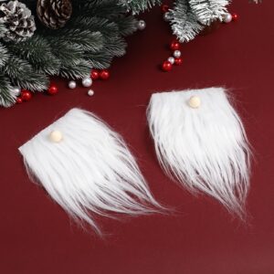 12Pcs Gnome Beards for Crafting Faux Fur Fabric Precut Gnomes Beards Handmade 12 Pieces Wood Balls for Halloween Christmas Craft Supplies White