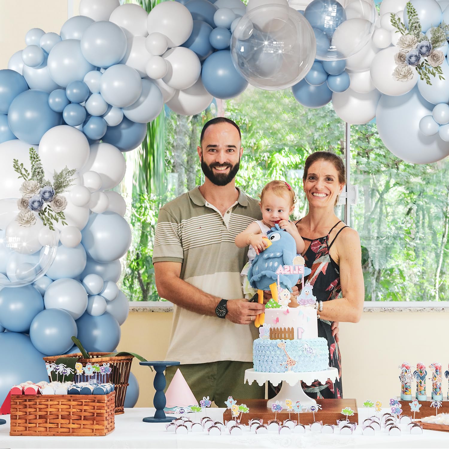 Dusty Blue Balloon Arch Kit 126 Pcs Blue and White Balloon Arch Garland Kit Include Light Blue Macaron Blue Sand White Balloons for Wedding Birthday Baby Shower Gender Reveal Decorations