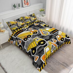 Smell Sunshine Construction Comforter Set Kids Excavator Car Printed Bedding Set with 1 Comforter and 2 Pillowcases for Boys and Girls Bedroom All Season(Car-4 Full)