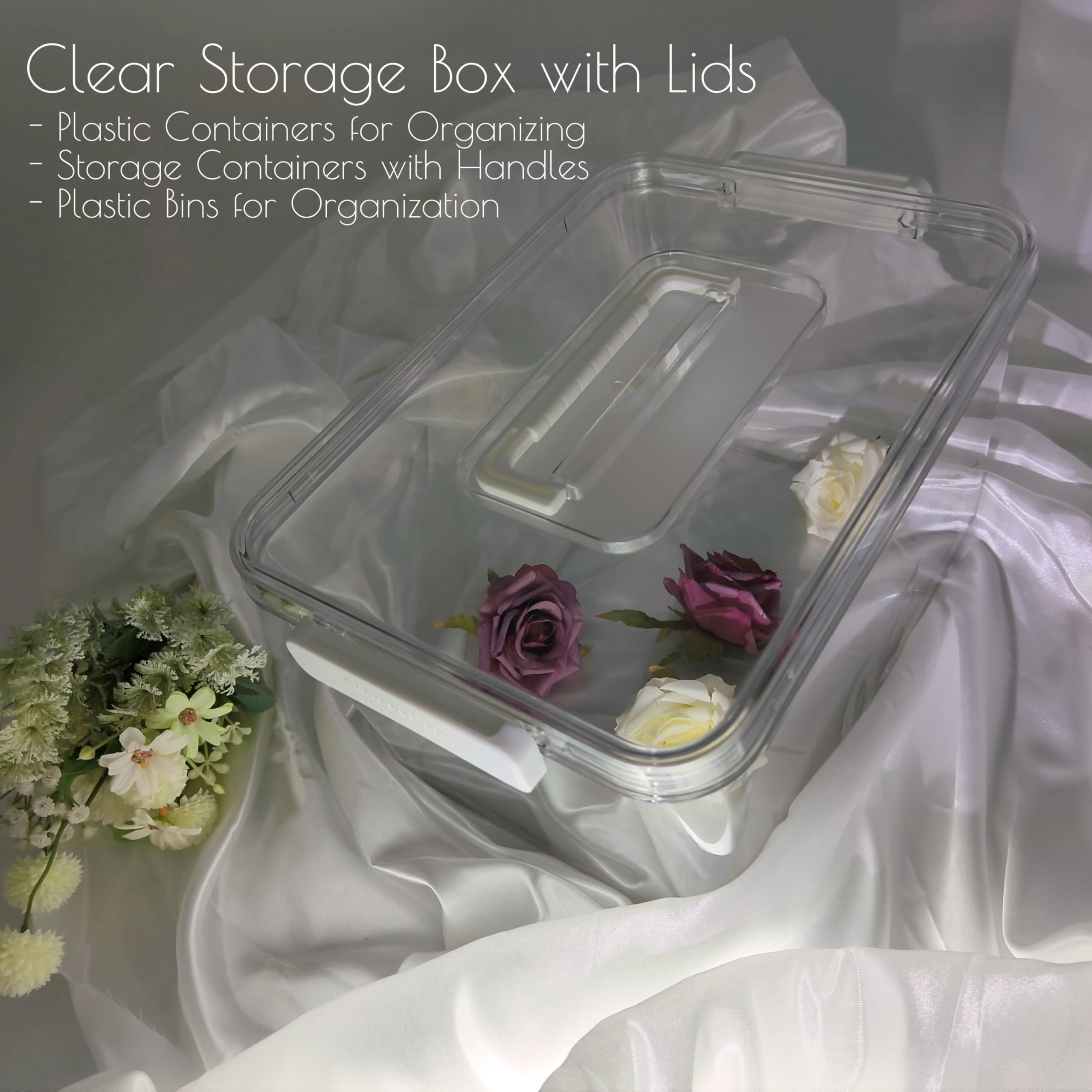 RETRONLY Clear Latch Boxes for Storage - 9 Qt Plastic Storage Containers with Lids, Clear Bins for Storage & Organizer, Storage Bins with Handle(36 QT, 4 Pack)