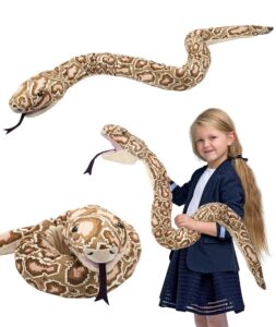 giant python plush stuffed snake - 66.92inch snake plush toy hand puppet, python pillow cushion gifts for birthday djungelskog party prank props