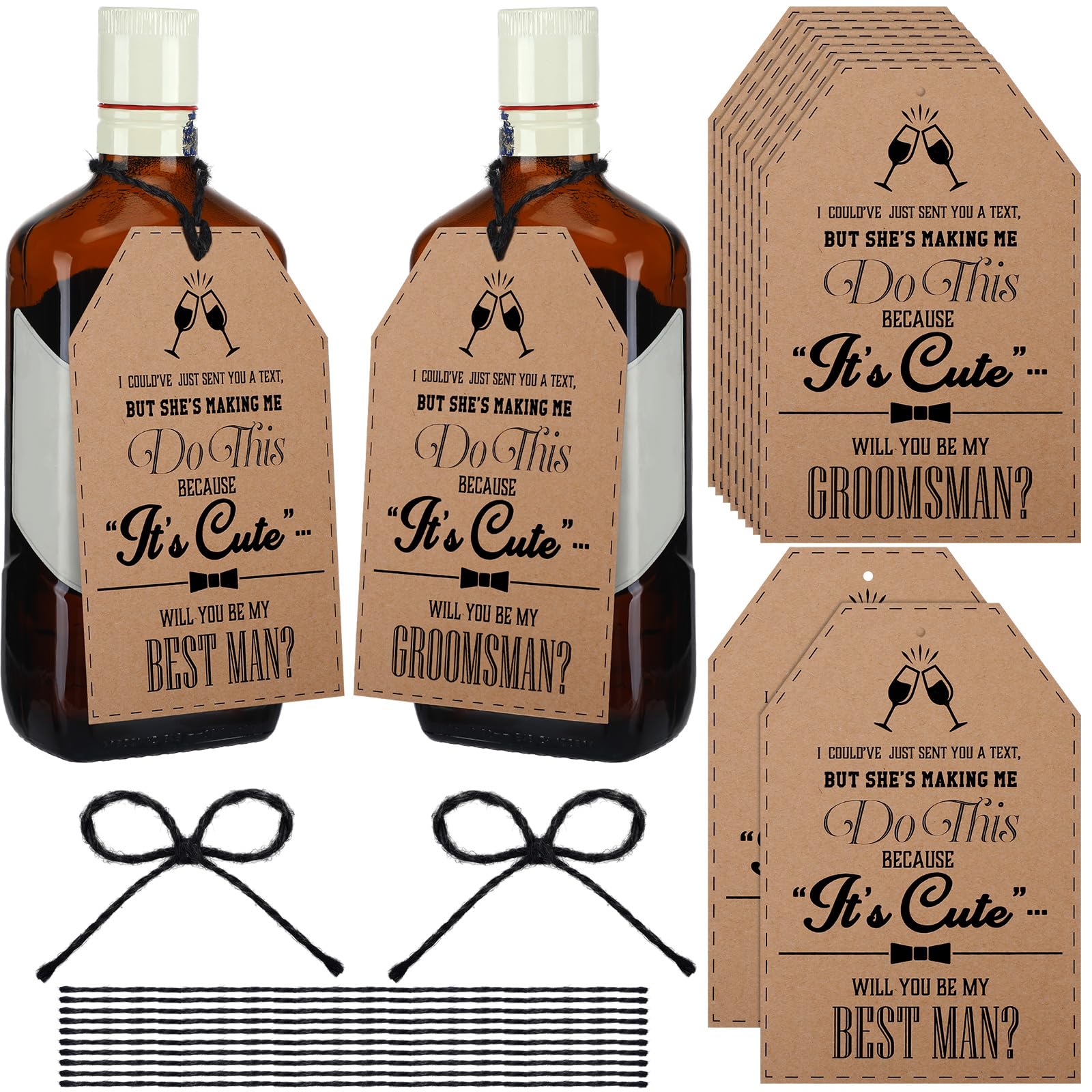 Feifeiya 10 Pcs Groomsman Proposal Card Label Set Groomsman Gift and Bridesmaid Gift Groomsman Proposal Box Hang tag Bottle Label for Wedding Supplies