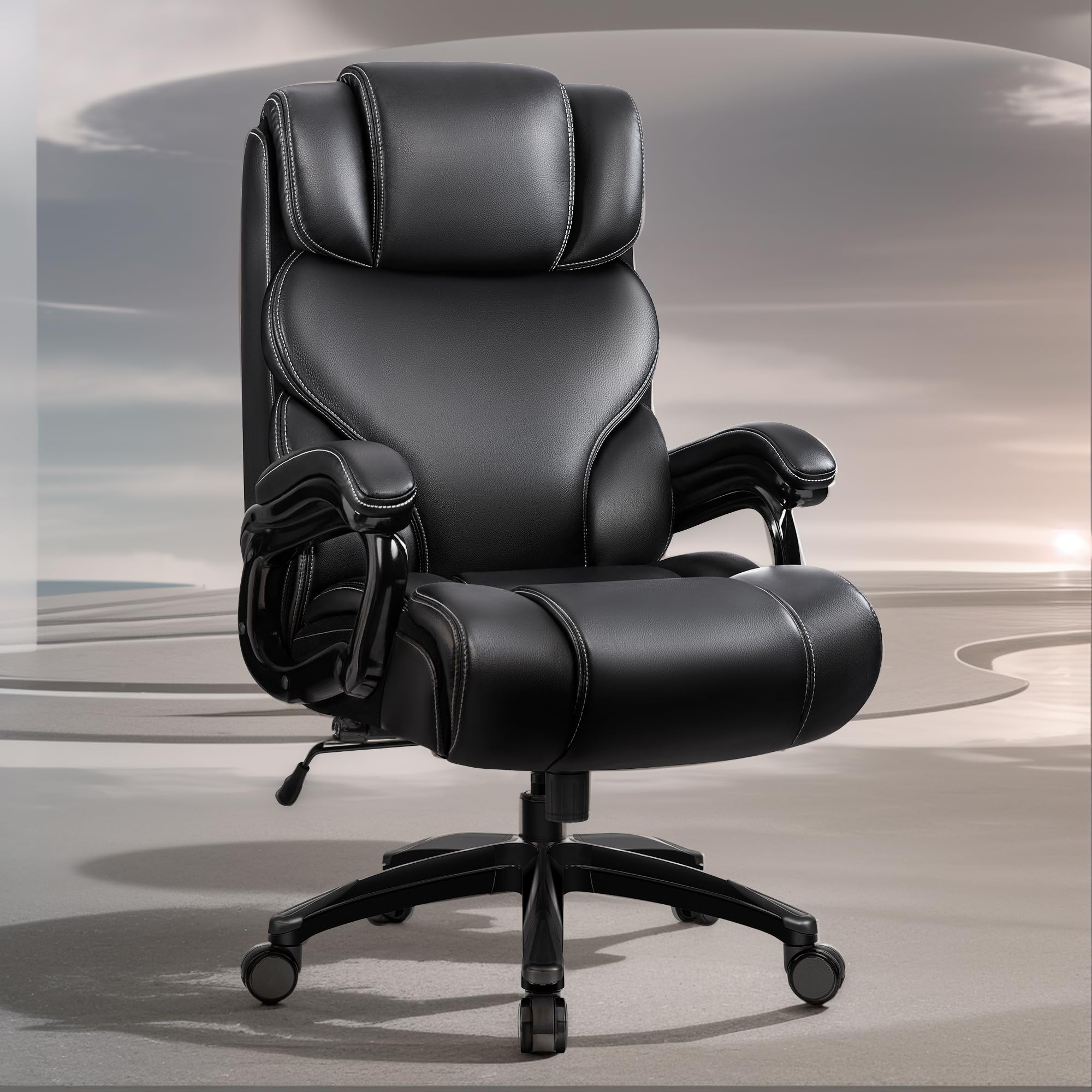 Office Chair, Ergonomic Big and Tall 500lbs Computer Desk Chairs, Heavy Duty Executive Breathable Leather Chair with Adjustable High Back, Lumbar Support Swivel PC Chair