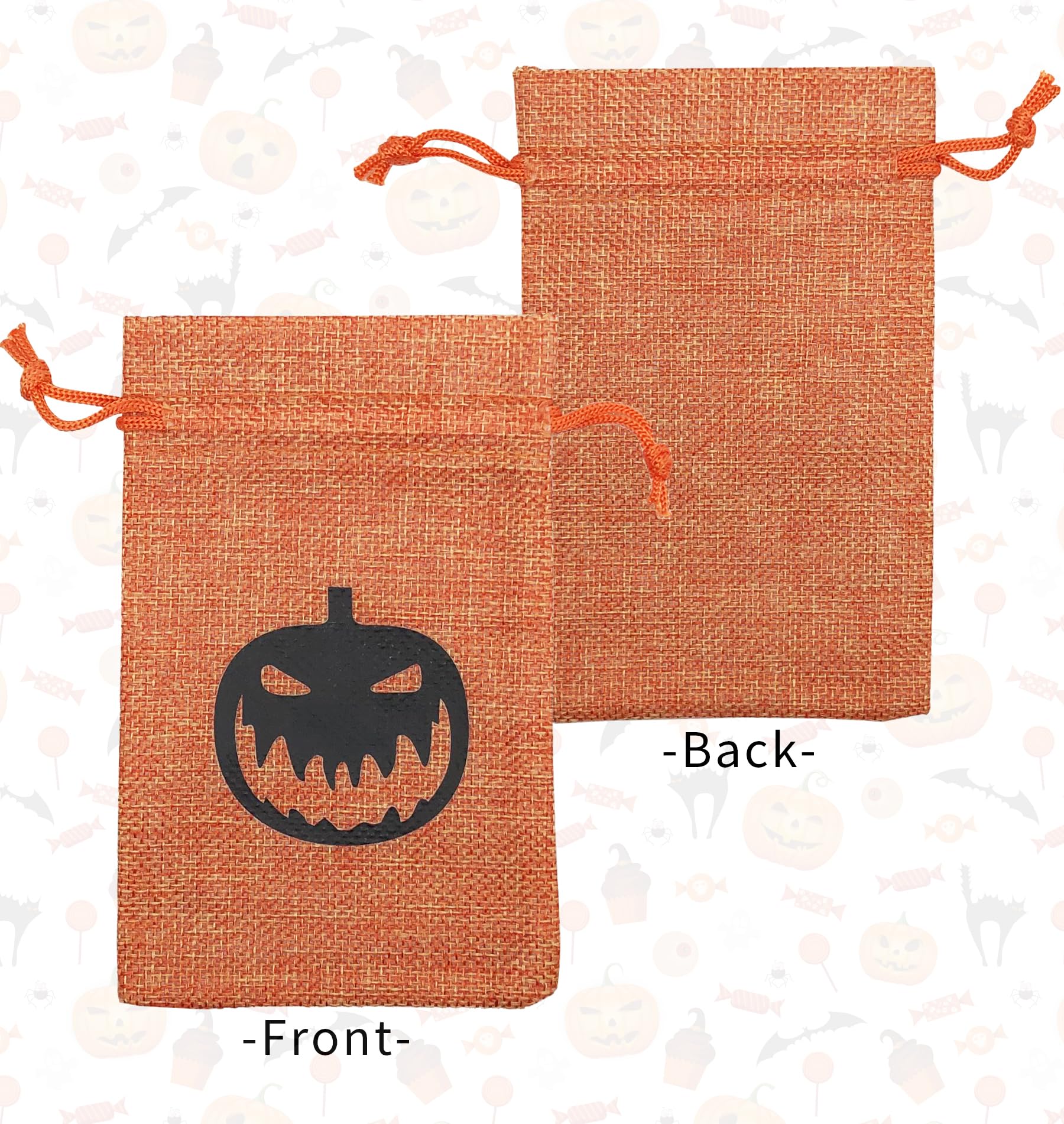 Jexila 24 Pack Halloween Burlap Gift Bags Small Halloween Treat Bag with Drawstring Linen Jute Halloween Goodie Candy Bags for Kids Trick or Treat Halloween Party Favor