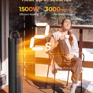 Space Heaters Indoor Use, 26" 12ft/s Electric Heater with Remote, 1500W Electric Heaters with 75°Oscillation, 1-12H Timer, PTC Electric Heater for Large Room, Bedroom Home Office, 2024 Upgraded