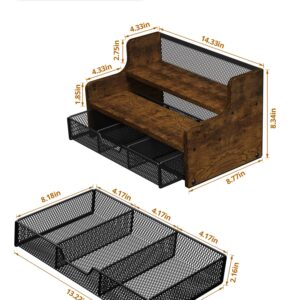 Tiaoheka Coffee Station Organizer for Countertop, Wood Coffee Bar Organizer with Drawer, Kcup Coffee Pod Holder Storage Box, K Cup Holder Organizer for Coffee Bar Accessories