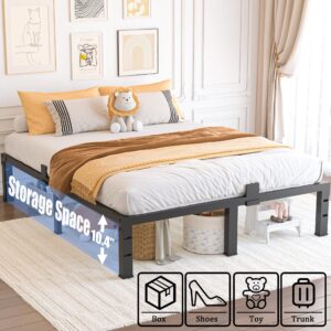 Yitong Angel Queen Bed Frame 12 inch High 3500 lbs Heavy Duty Metal Platform Mattress Foundation with Steel Slat Support/No Box Spring Needed/Noise Free/Non-Slip/Easy Assembly