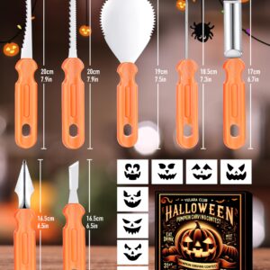 Halloween Pumpkin Carving Tools Kit: Professional Heavy Duty Pumpkin Carving Tools Set Kids Adult Jack O Lantern Pumpkin Carving Kit with Stencils, Halloween Pumpkin Decorating Carver Kit Party Favors