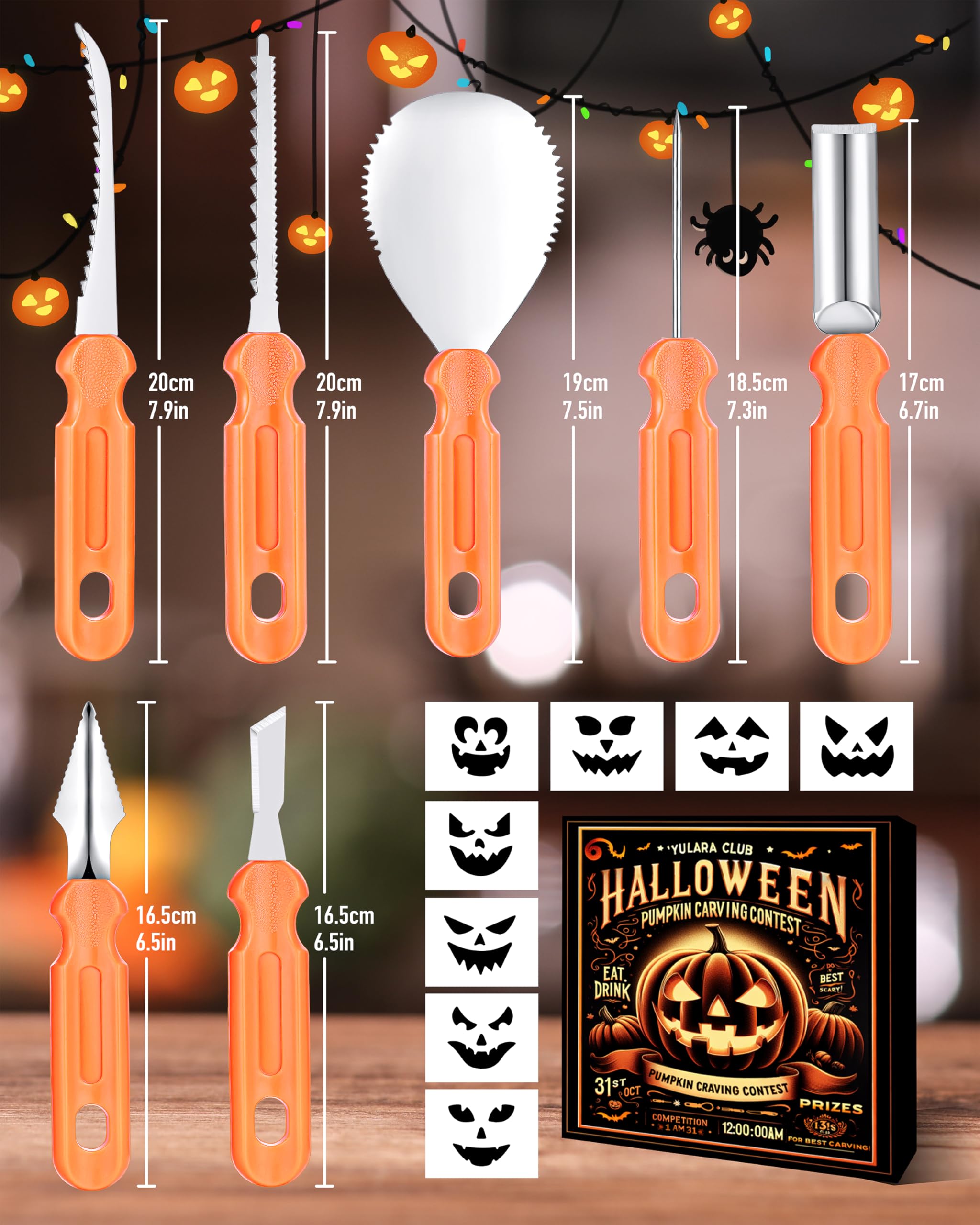 Halloween Pumpkin Carving Tools Kit: Professional Heavy Duty Pumpkin Carving Tools Set Kids Adult Jack O Lantern Pumpkin Carving Kit with Stencils, Halloween Pumpkin Decorating Carver Kit Party Favors