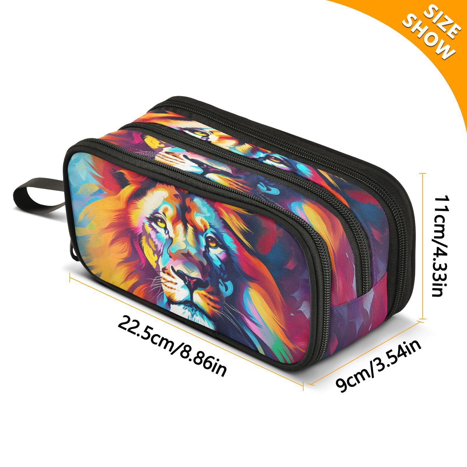 J JOYSAY Colorful Lion's Head Pencil Case Pouch Big Capacity Pencil Bags with Zipper Portable Pencil Box Large Pen Pouch for School Travel College Office