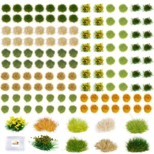 Warmtree 126 Pcs Static Grass Bushy Tufts Lowland Shrubs Tuft Terrain Model Kit for Train Landscape Railroad Scenery Sand Military Layout Model Miniature Bases and Dioramas