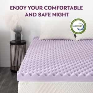 3 Inch Egg Crate Twin Memory Foam Mattress Topper, Cooling Gel Infused Foam Mattress Topper for Pressure Relief, CertiPUR-US Certified Twin Bed Topper, Purple, 38"×75"