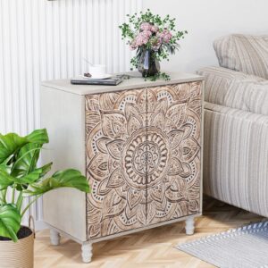 SUNBURY Buffet Storage Cabinet with Storage, Kitchen and Dining Room Furniture, Accent Cabinet with Doors for Hallway, 32x15.75x36.5 Inches,Lotus