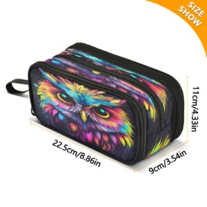 J JOYSAY Colorful Owl Rainbow Pencil Case Pouch Big Capacity Pencil Bags with Zipper Portable Pencil Box Large Art Bags for School Office College