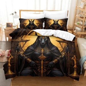 EVMILA Anubis Comforter Covers Duvet Cover 3D Printed Bedding Set Quilt Cover Microfiber for Childrens and Adults 3 Pieces with Pillowcases with Zipper Closure Queen（228x228cm）, Style-10