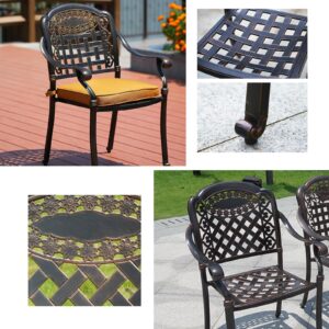 FAPOLITE Outdoor Dining Chair Cast Aluminum Patio Chairs Set of 2 All-Weather Patio Dining Chair with Adjustable Feet for Backyard Garden (B-Style Finland Chair)