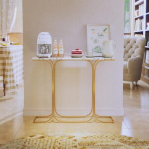 HOLTICO Console Table Narrow Sofa Table with Stable Metal Legs Entrance Table Home Decor Behind The Couch Table Modern Foyer Table for Living Room, Entryway, Hallway, Gold