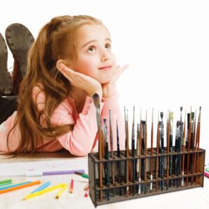 Paintbrush Organizer - 67 Holes Paint Brush Holder For Artist | Brush Display Tray Rack | Wall Mount Or Freestanding Desk Organizer Stand Holder | For Pencils, Pens, Paint Brushes, Modeling Tools