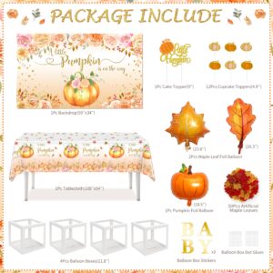 Little Pumpkin Fall Baby Shower Party Decorations Thanksgiving Party Decorations Autumn Pumpkin Party Supplies with Pumpkin Balloons Garland Arch Kit Baby Balloon Boxes Backdrop Thanksgiving Decor