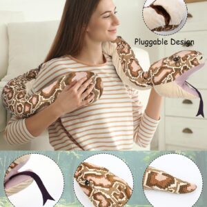 Giant Python Plush Stuffed Snake - 66.92Inch Snake Plush Toy Hand Puppet, Python Pillow Cushion Gifts for Birthday djungelskog Party Prank Props