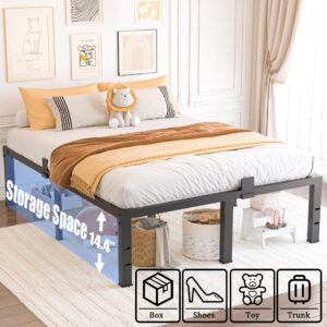 Yitong Angel California King Size Bed Frame 16 inch High 3500 lbs Heavy Duty Metal Platform Mattress Foundation with Steel Slat Support/No Box Spring Needed/Noise Free/Non-Slip/Easy Assembly