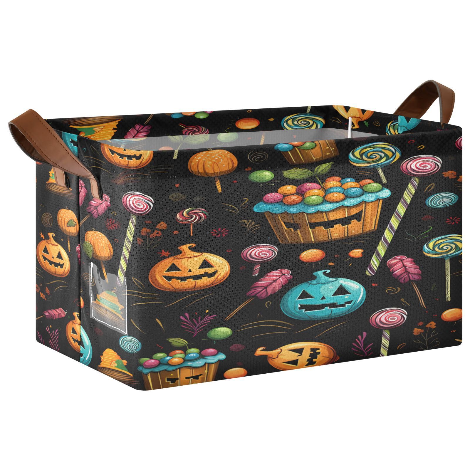 Halloween Storage Basket for Organizing, Pumpkin Candy Large Storage Bins Boxes Containers Laundry Basket for Closet Organizers Clothes