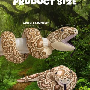 Giant Python Plush Stuffed Snake - 66.92Inch Snake Plush Toy Hand Puppet, Python Pillow Cushion Gifts for Birthday djungelskog Party Prank Props