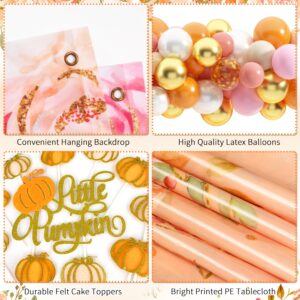 Little Pumpkin Fall Baby Shower Party Decorations Thanksgiving Party Decorations Autumn Pumpkin Party Supplies with Pumpkin Balloons Garland Arch Kit Baby Balloon Boxes Backdrop Thanksgiving Decor