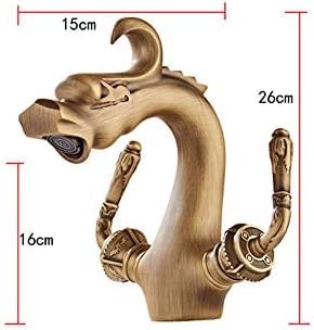 Kitchen & Bath Fixtures Taps Faucet,European Brass Faucet Antique Hot And Cold Single Hole Double Open Basin Mixed Water Washbasin Faucet Art Faucet, High Section,Short