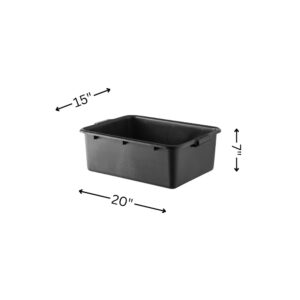 WEBSTORE SUPPLY Big Plastic Bus Tub With Lid, Black Bus Box, Food Service Bus Tub, Storage Bin, Plastic Tote, Large Restaurant Dishwasher Bus Tub With Lid 20" x 15" x 7"