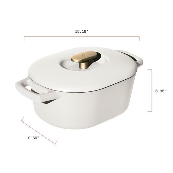 Generic Beautiful 6 Quart Enamel Dutch Oven, White Icing by Drew Barrymore, 456876